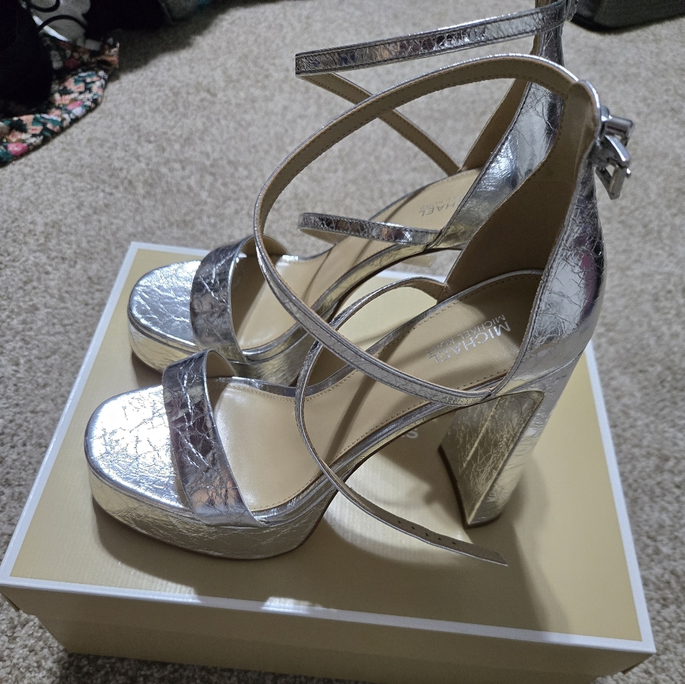 Michael Kors Silver Platform Heels - GREAT Condition